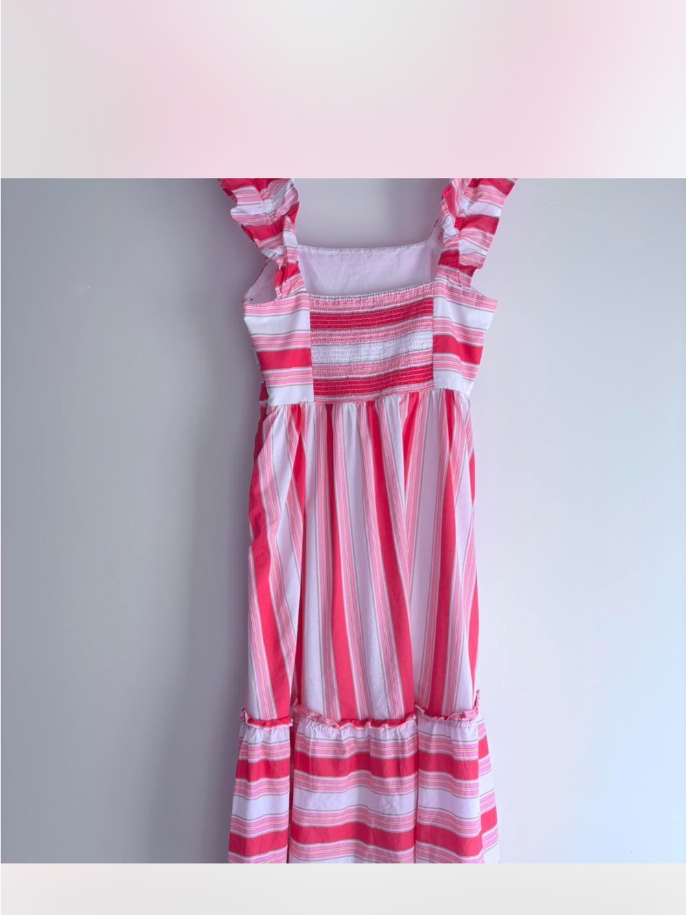 J. Crew sz 4 Pink & White Striped Sundress ruffle straps flounce hem sundress - Picture 10 of 15
